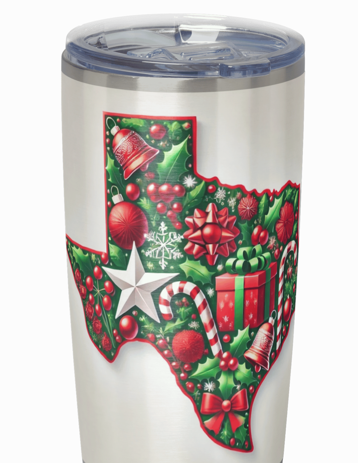 Red trimmed Texas Christmas Tumbler